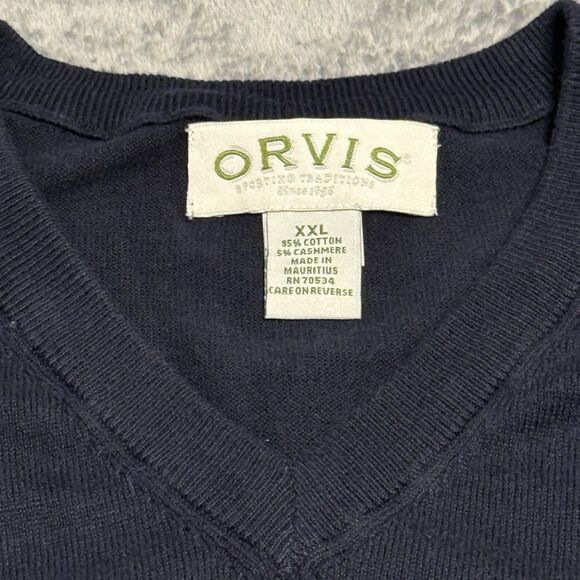 Orvis Mens Lightweight Vest Navy Size XL Cashmere Blend - Picture 3 of 5